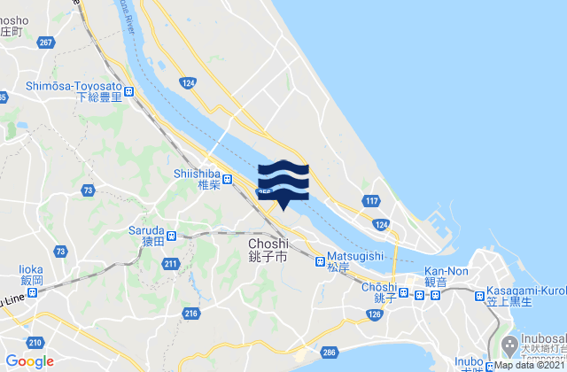 Carte des horaires des marées pour Chōshi-shi, Japan