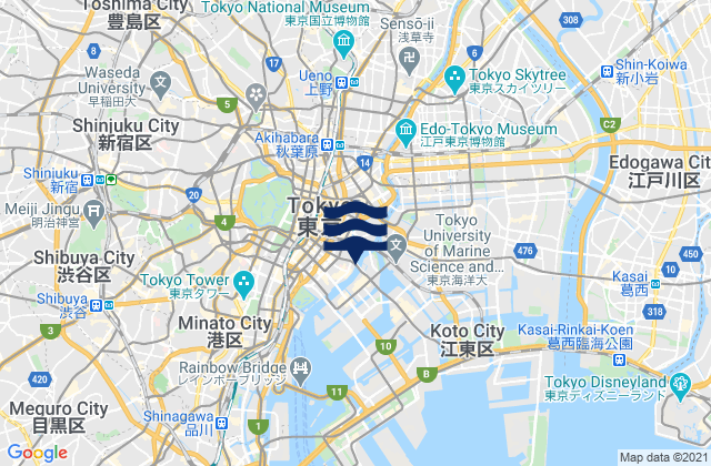 Carte des horaires des marées pour Chūō Ku, Japan