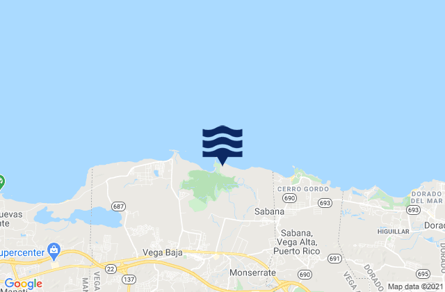 Carte des horaires des marées pour Cibuco Barrio, Puerto Rico