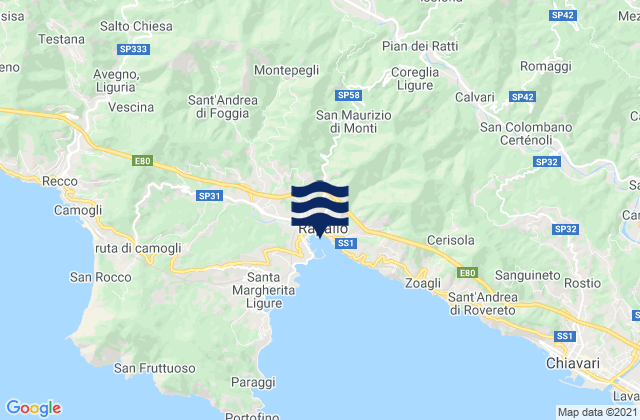 Carte des horaires des marées pour Cicagna, Italy