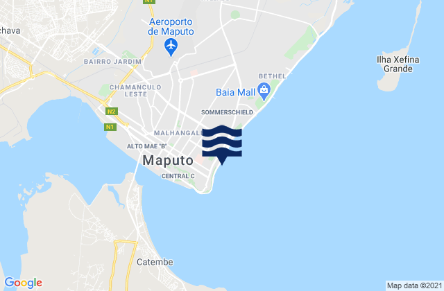 Carte des horaires des marées pour Cidade de Maputo, Mozambique