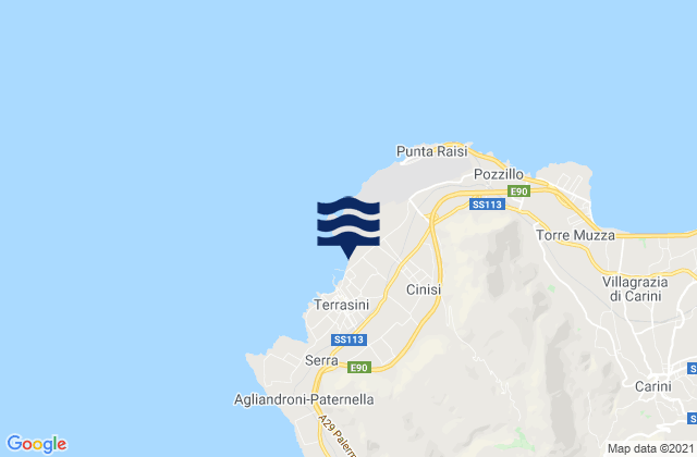 Carte des horaires des marées pour Cinisi, Italy