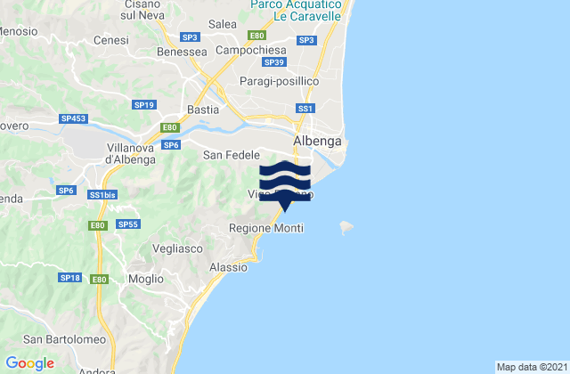 Carte des horaires des marées pour Cisano, Italy