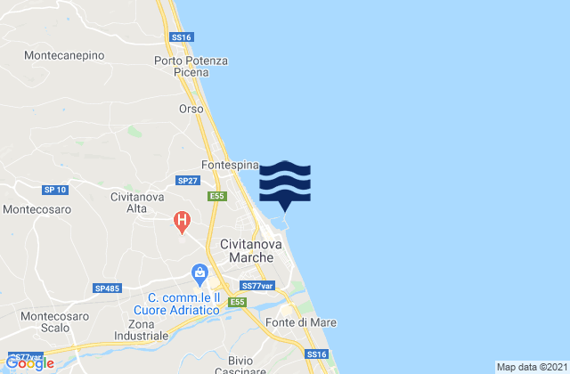 Carte des horaires des marées pour Citanova Marche, Italy