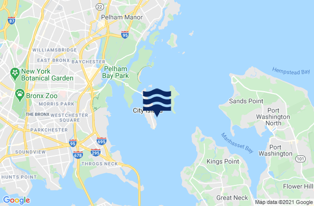 Carte des horaires des marées pour City Island Harbor, United States