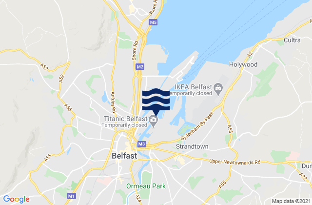Carte des horaires des marées pour City of Belfast, United Kingdom