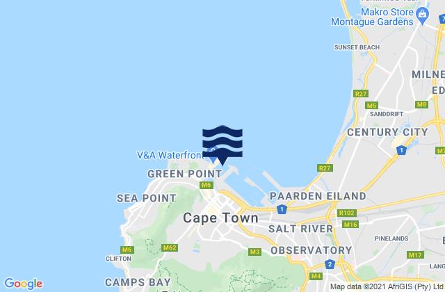 Carte des horaires des marées pour City of Cape Town, South Africa
