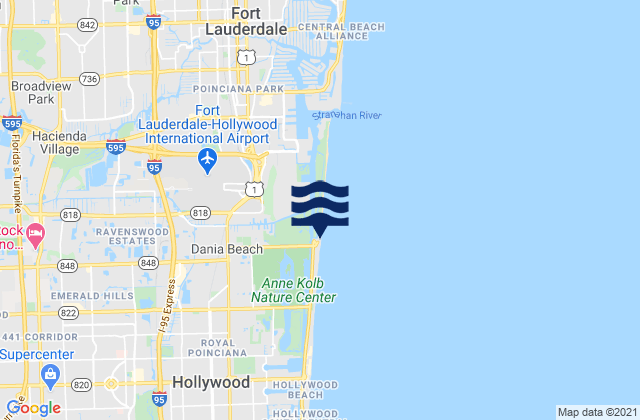 Carte des horaires des marées pour City of Dania Beach Marina, United States