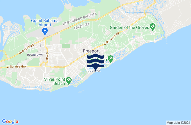 Carte des horaires des marées pour City of Freeport District, Bahamas
