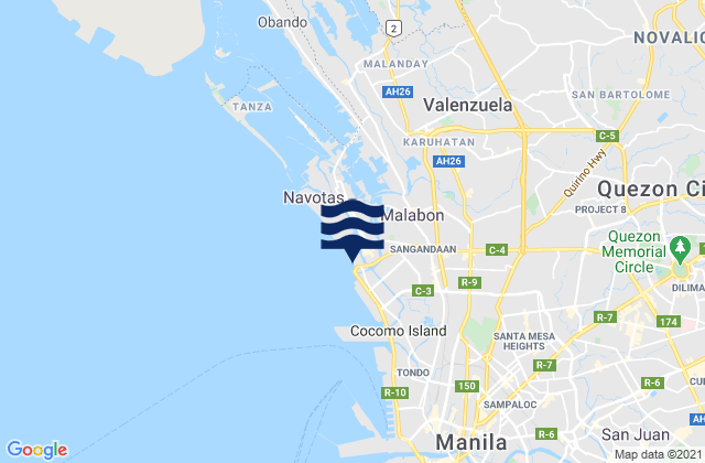 Carte des horaires des marées pour City of Malabon, Philippines