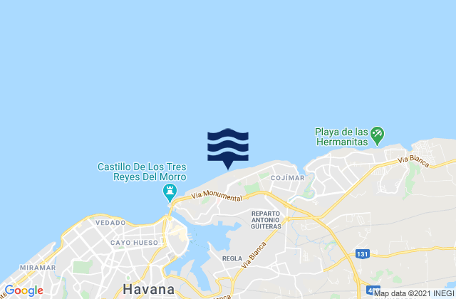 Carte des horaires des marées pour Ciudad Camilo Cienfuegos, Cuba