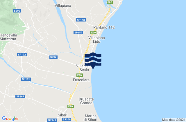 Carte des horaires des marées pour Civita, Italy