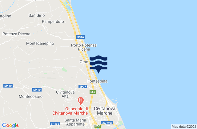 Carte des horaires des marées pour Civitanova Alta, Italy