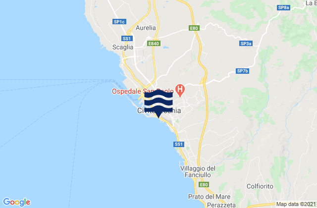Carte des horaires des marées pour Civitavecchia, Italy