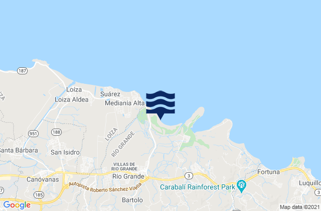 Carte des horaires des marées pour Ciénaga Baja Barrio, Puerto Rico