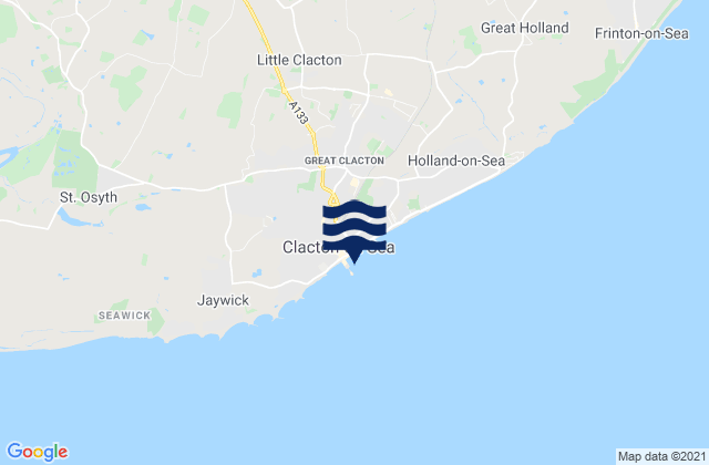 Carte des horaires des marées pour Clacton-on-Sea, United Kingdom