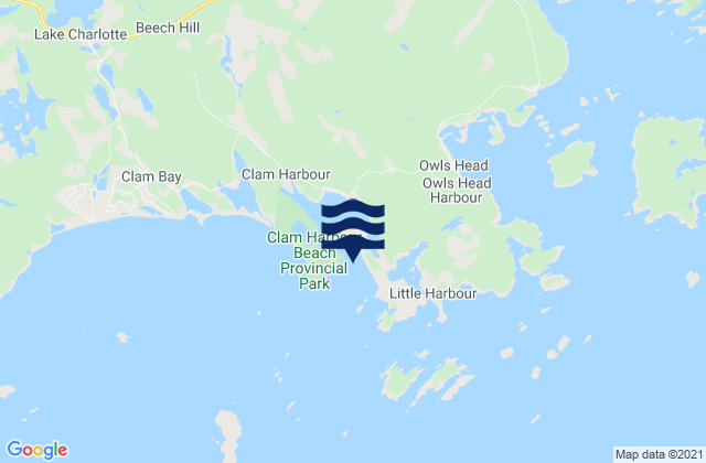 Carte des horaires des marées pour Clam Harbour, Canada