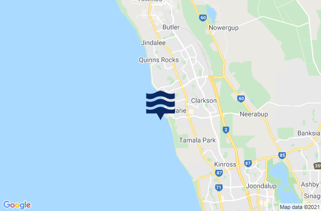 Carte des horaires des marées pour Clarkson, Australia