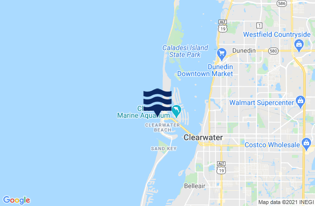 Carte des horaires des marées pour Clearwater Beach, United States