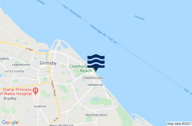 Carte des horaires des marées pour Cleethorpes Pier, United Kingdom