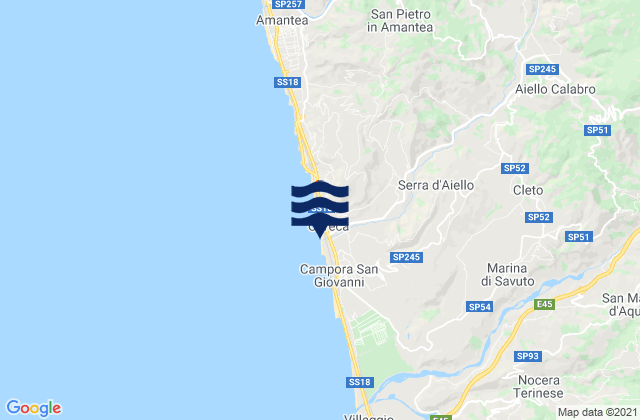 Carte des horaires des marées pour Cleto, Italy