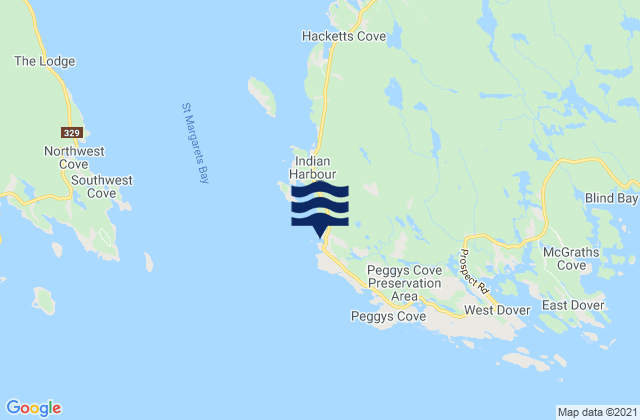Carte des horaires des marées pour Cliff Cove, Canada