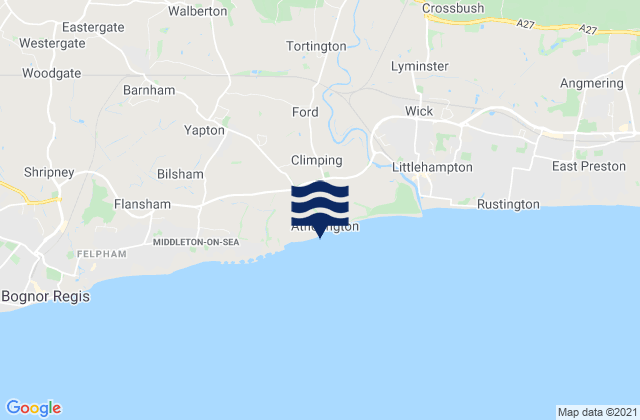 Carte des horaires des marées pour Climping Beach, United Kingdom