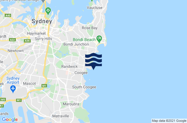 Carte des horaires des marées pour Clovelly Bay, Australia