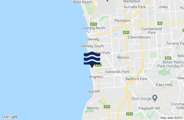 Carte des horaires des marées pour Clovelly Park, Australia