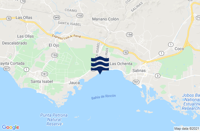 Carte des horaires des marées pour Coamo Arriba Barrio, Puerto Rico