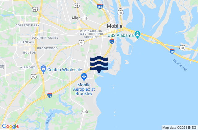 Carte des horaires des marées pour Coast Guard Station Mobile Bay, United States