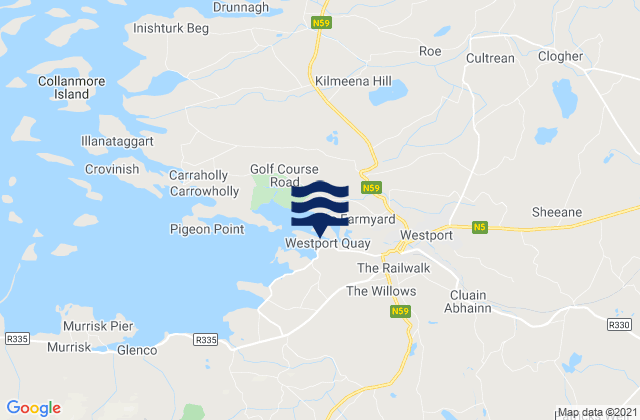 Carte des horaires des marées pour Cock Island, Ireland