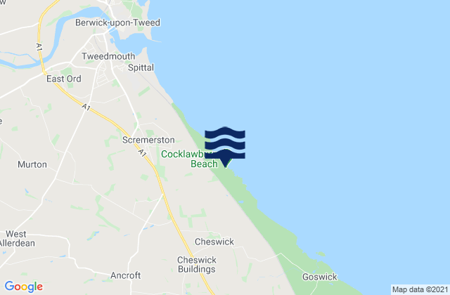 Carte des horaires des marées pour Cocklawburn Beach, United Kingdom