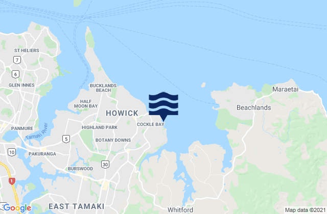 Carte des horaires des marées pour Cockle Bay, New Zealand