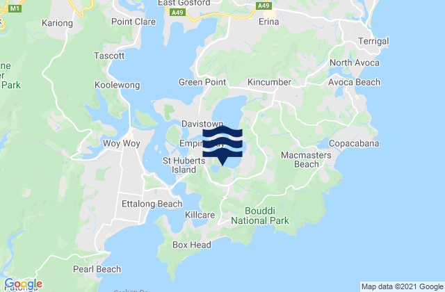 Carte des horaires des marées pour Cockle Bay, Australia