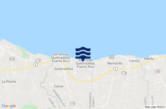 Carte des horaires des marées pour Cocos Barrio, Puerto Rico