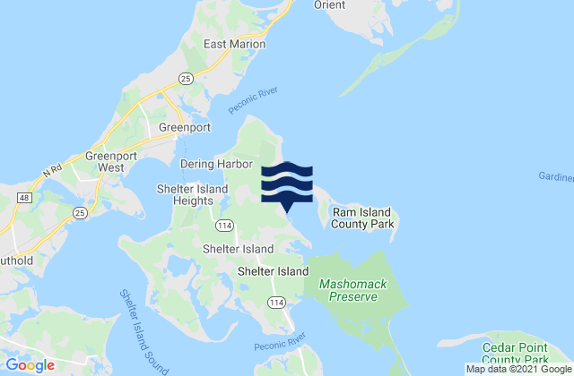 Carte des horaires des marées pour Coecles Harbor Marina and Boatyard, United States