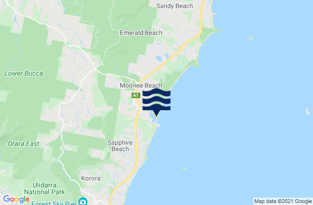 Carte des horaires des marées pour Coffs Harbour, Australia