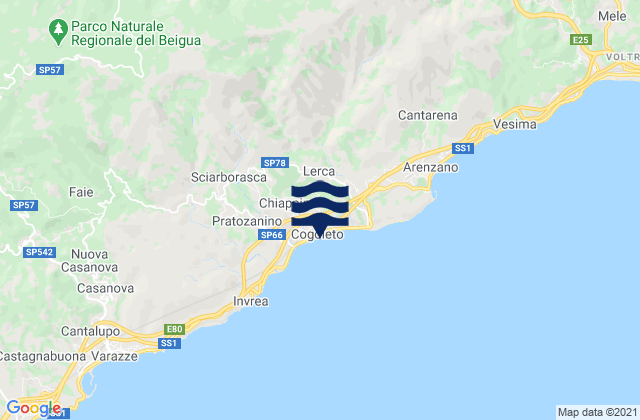 Carte des horaires des marées pour Cogoleto, Italy
