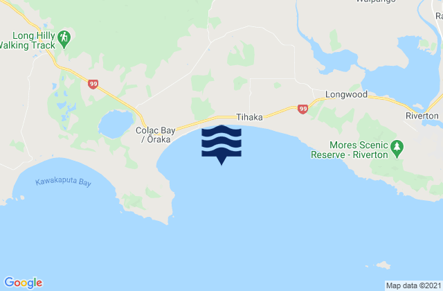 Carte des horaires des marées pour Colac Bay (Oraka), New Zealand