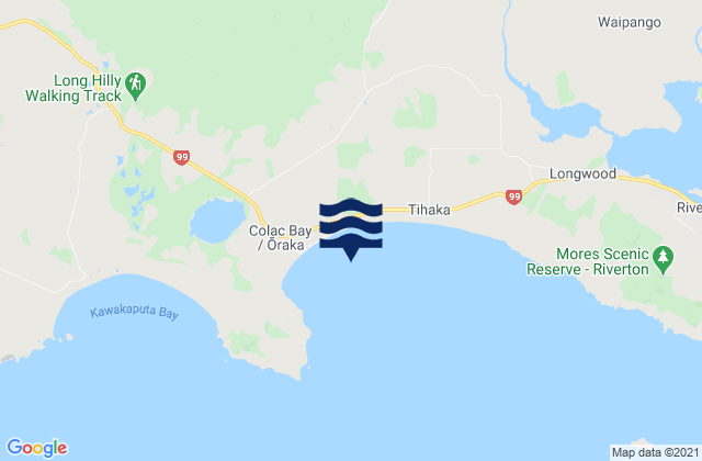 Carte des horaires des marées pour Colac Bay, New Zealand