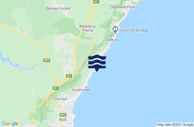 Carte des horaires des marées pour Coledale Beach, Australia