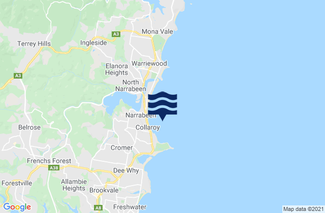 Carte des horaires des marées pour Collaroy Basin, Australia