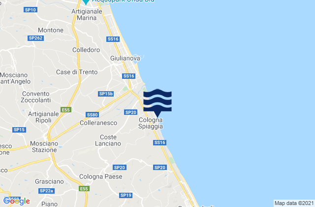Carte des horaires des marées pour Cologna Spiaggia, Italy