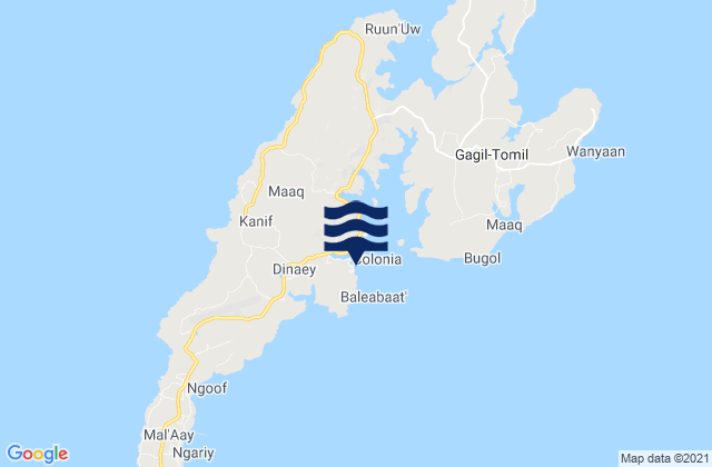 Carte des horaires des marées pour Colonia, Micronesia