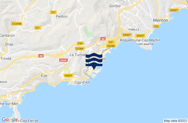 Carte des horaires des marées pour Commune de Monaco, Monaco