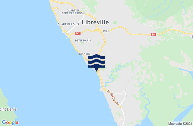 Carte des horaires des marées pour Commune of Libreville, Gabon