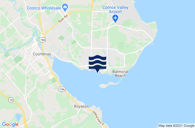 Carte des horaires des marées pour Comox, Canada