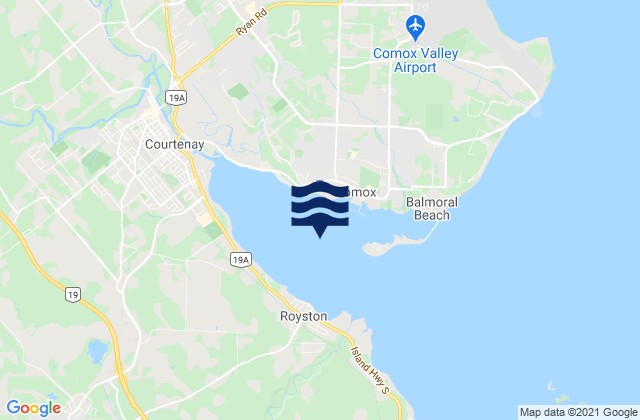 Carte des horaires des marées pour Comox Harbour, Canada