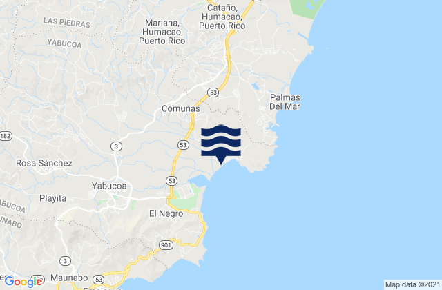 Carte des horaires des marées pour Comunas, Puerto Rico